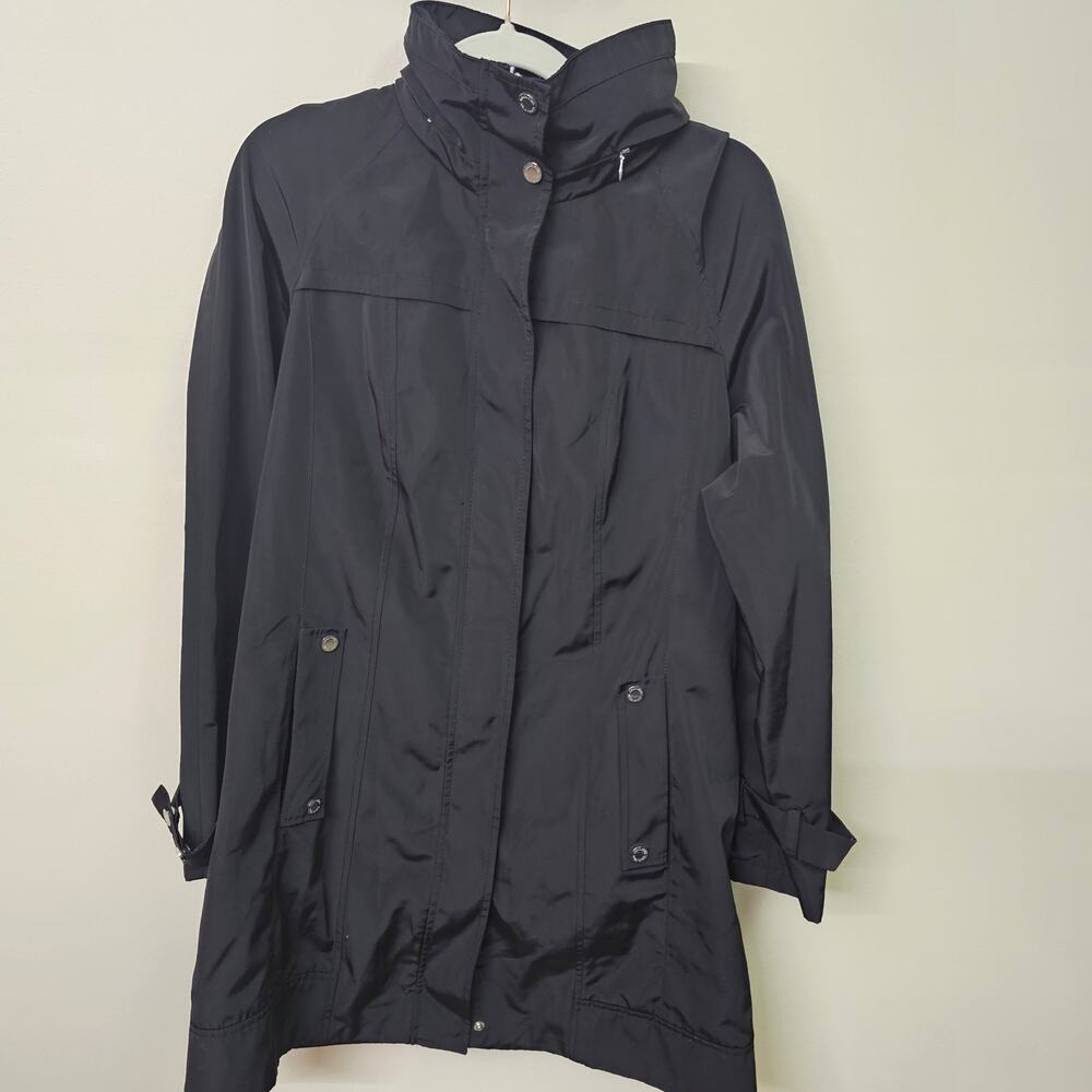 CALVIN KLEIN HOODED PACKABLE ANORAK JACKET WOMENS WATER RESISTANT BLACK SIZE M - Picture 2 of 12